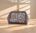 Charcoal Grey Arabic Embroidered Clutch