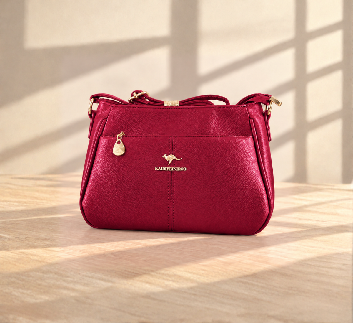 Berry Red Pebbled Crossbody Bag