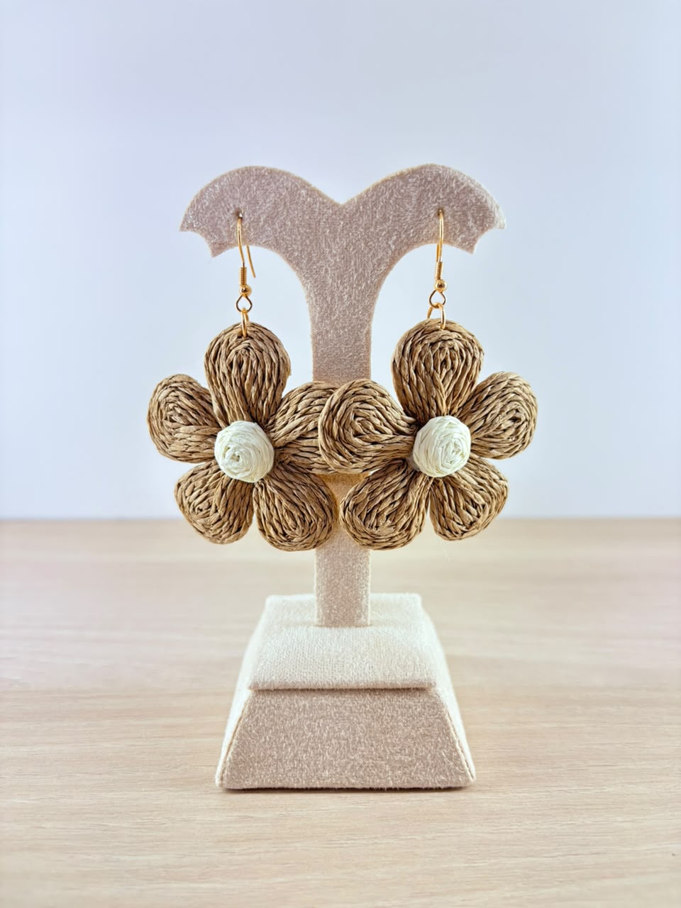 Natural Raffia Flower Earrings