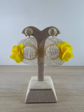 Yellow Floral Mesh Earrings
