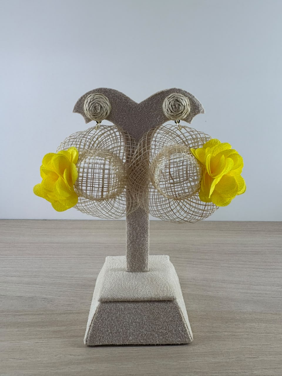 Yellow Floral Mesh Earrings