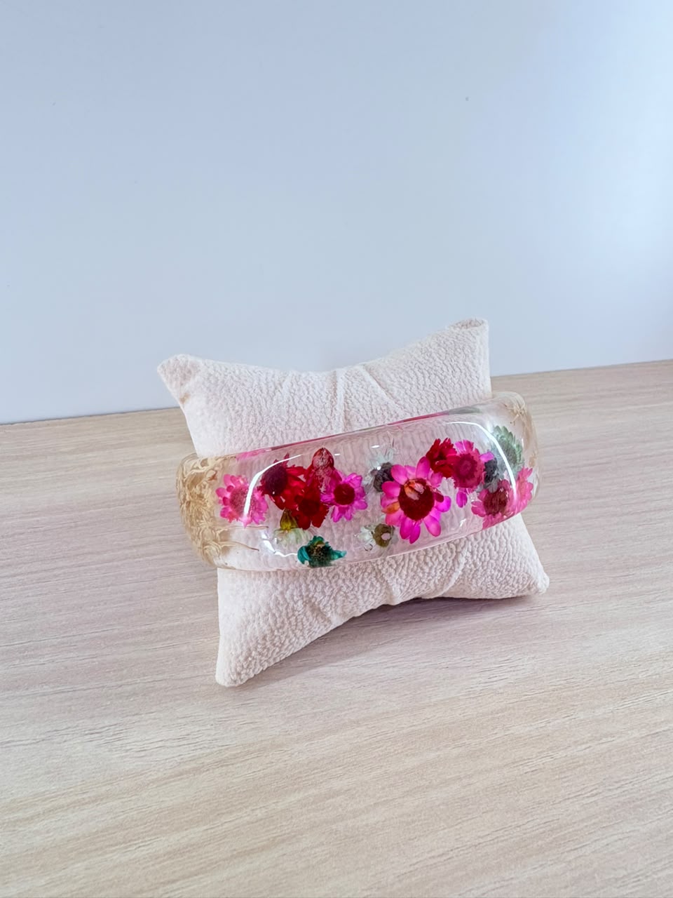 Pink Floral Resin Bangle