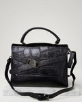 Black Croc-Embossed Handbag