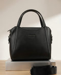 Black Structured Top Handle Bag