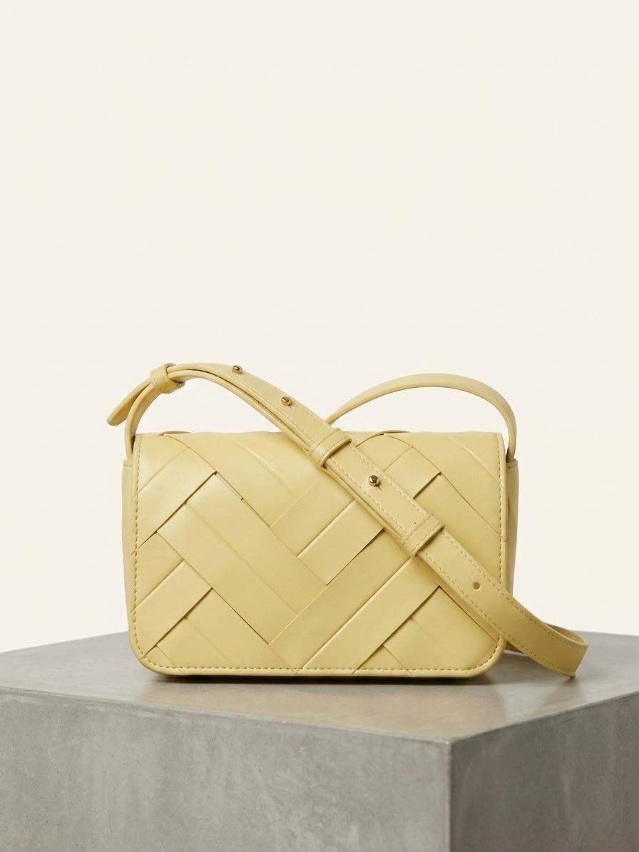 Butter Yellow Woven Crossbody Bag