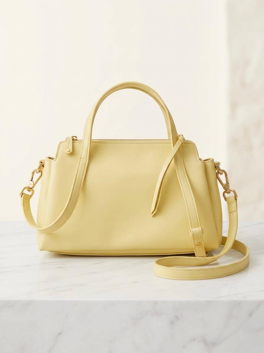 Butter Yellow Structured Handbag
