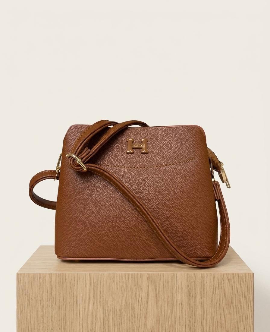 Tan Dome Crossbody Bag