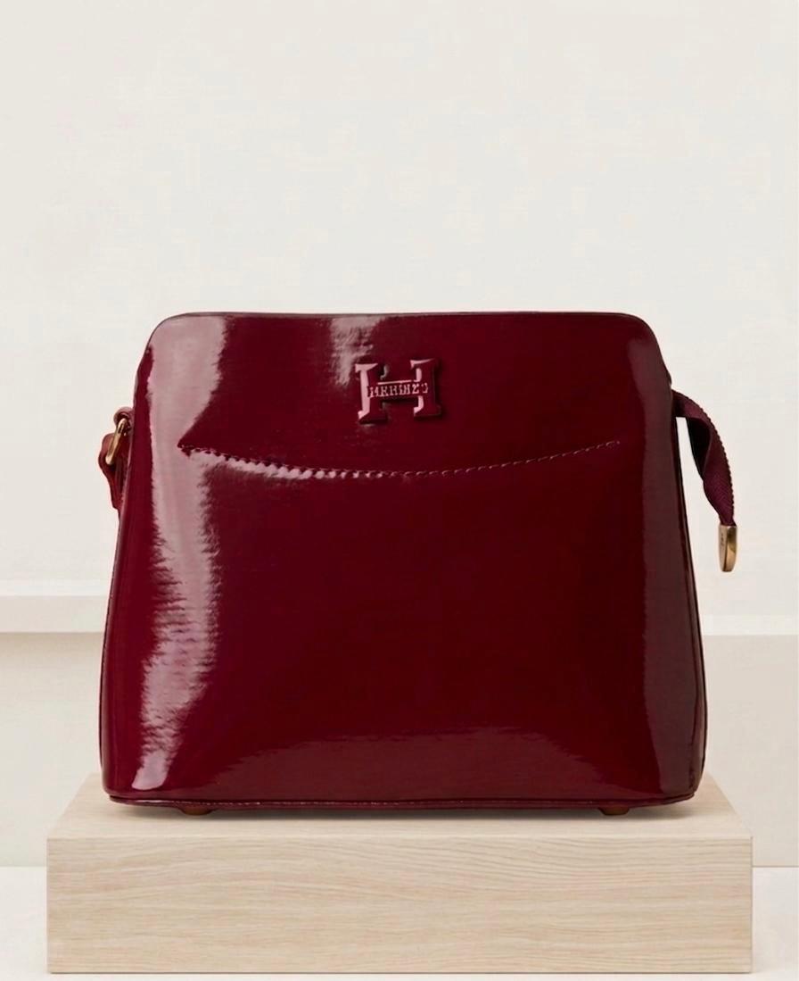 Burgundy Patent Dome Crossbody Bag