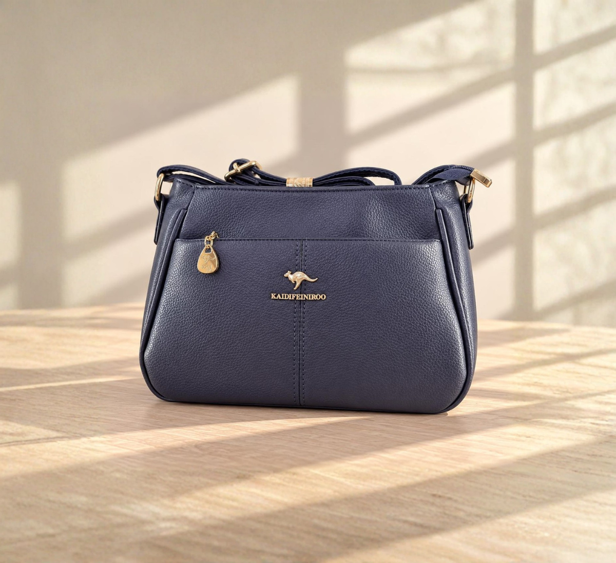 Navy Blue Pebbled Crossbody Bag